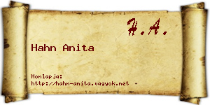 Hahn Anita névjegykártya